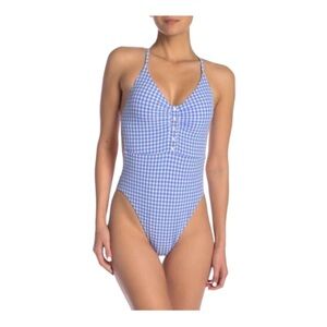 Nanette Lepore womens one piece swimsuit square gingham pattern size medium